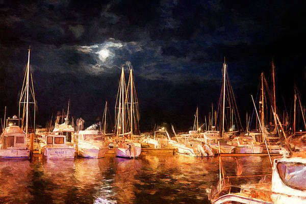 Moonlight over the marina - painterly