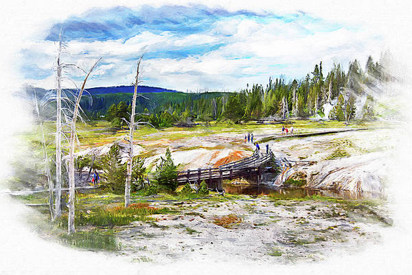 Trails of the geyser basin, Yellowstone National Park - digital painting
