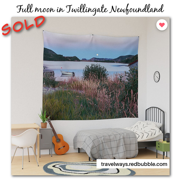 Tapestry, featuring my Full moon in Twillingate Newfoundland, from RedBubble

