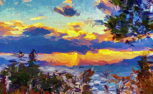Flathead Lake Montana at sunset - Abstract Painting
by Tatiana Travelways
