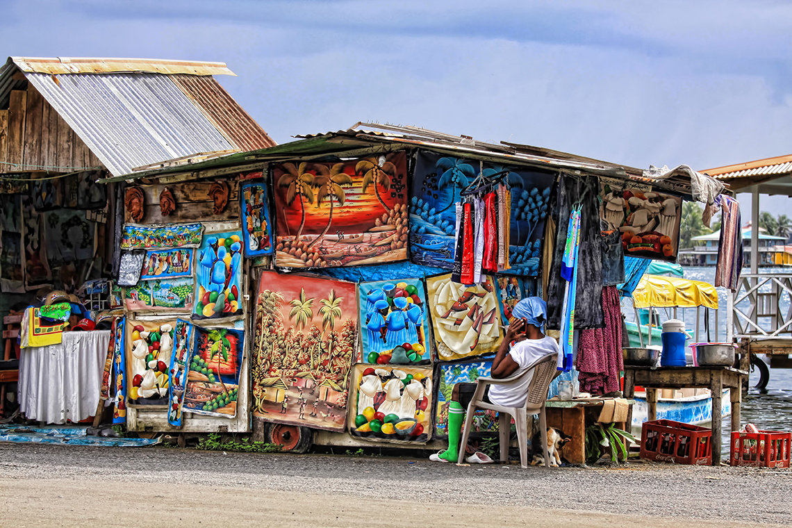 Art vendor in Bocas Del Toro, Panama