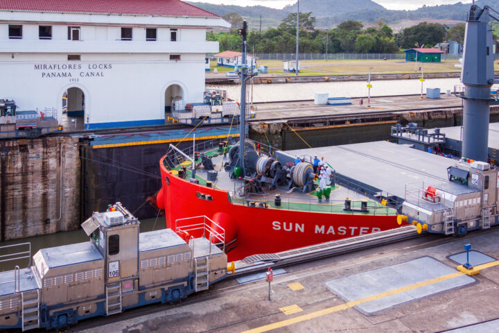 Crossing Panama Canal at Miraflores Locks