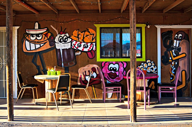 Wildwest hot dog eatery artistically painted