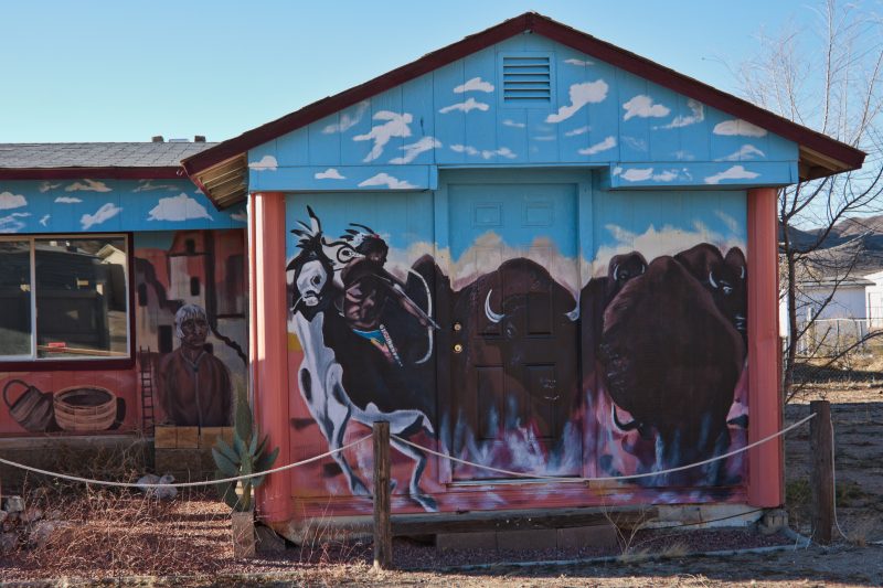 Buffalos mural on a house wall