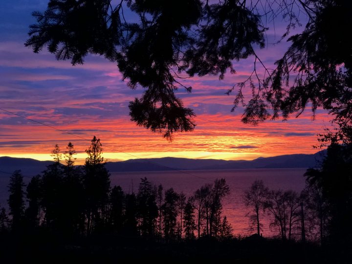 Flathead National Forest and Lake at sunset, Montana